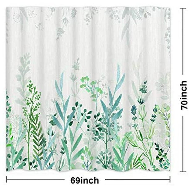 Watercolor Floral Shower Curtain Blue and Green Shower Curtain