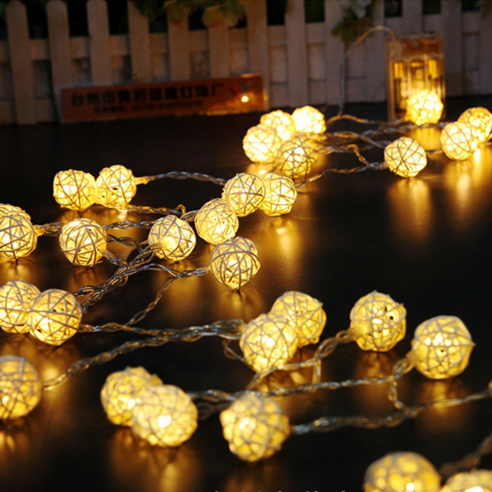 5m 20 Rattan Balls LED String Garland light for Wedding Outdoor Christmas Party 