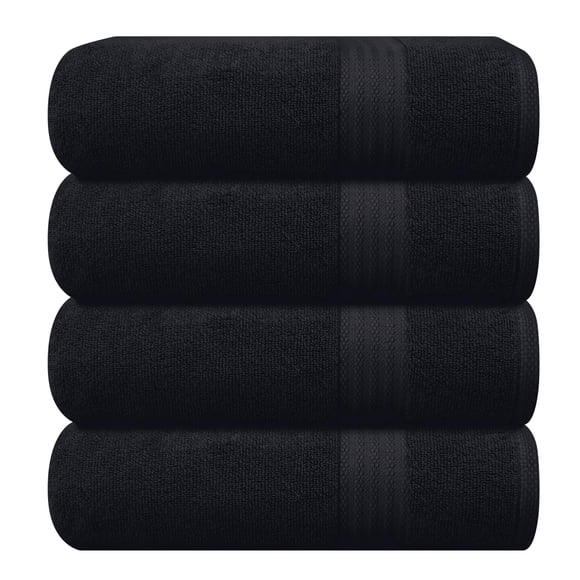 Juego de toallas de baño GLAMBURG Premium Cotton, paquete de 4, color negro, 68 x 137 cm