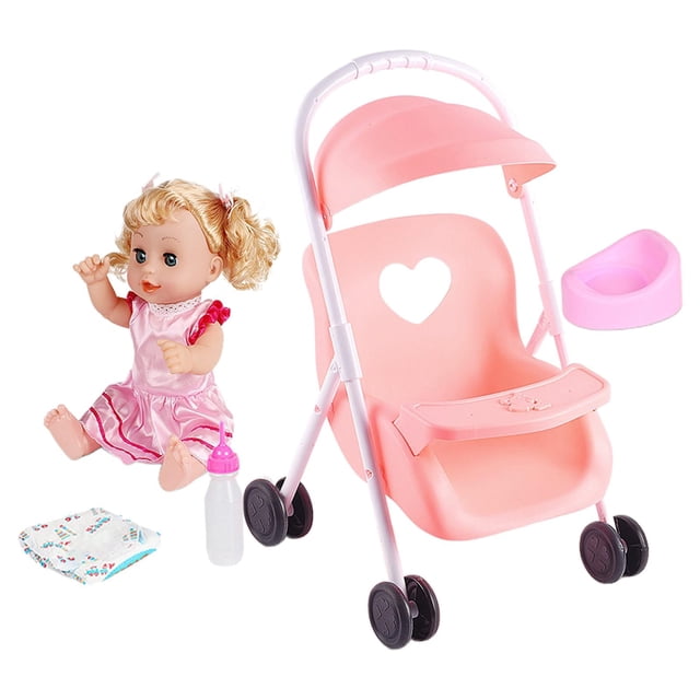 ToysToy Juego de 12 ToysToy Doll ToysToy con juego de simulación Cochecito de juguete Regalo para niños pequeños y Rosado