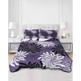 thumbnail image 2 of Quilt King Size Bedding Set, Purple Black Flowers Reversible Summer Quilt 3 Pieces, Modern Abstract Blooms Floral Lightweight Bedspreads Coverlets with 2 Pillow Shams for All Seasons, 2 of 5