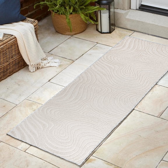 JONATHAN Y SCANDINAVIAN 2 x 8 Runner Rug, Maribo Abstract Groovy Striped - Cream/Ivory, SCN103A-28