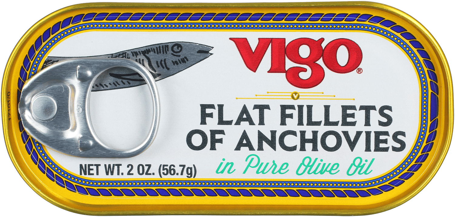 (4 pack) Vigo Flat Anchovies 2oz, 4g Protein, 2 Servings Per Container
