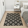 thumbnail image 5 of Ottomanson Trellis Area Rug 3'3" x 5' - Non Slip Low Pile Carpet, Dark Gray, 5 of 11