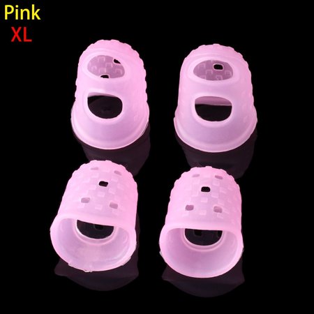 4pcs/set XS/S/M/L/XL Antipain Non-slip Silicone Guitar Fingertip Protection Finger Guards Guitars Press Accessories Fingerstall For Ukulele PINK XL