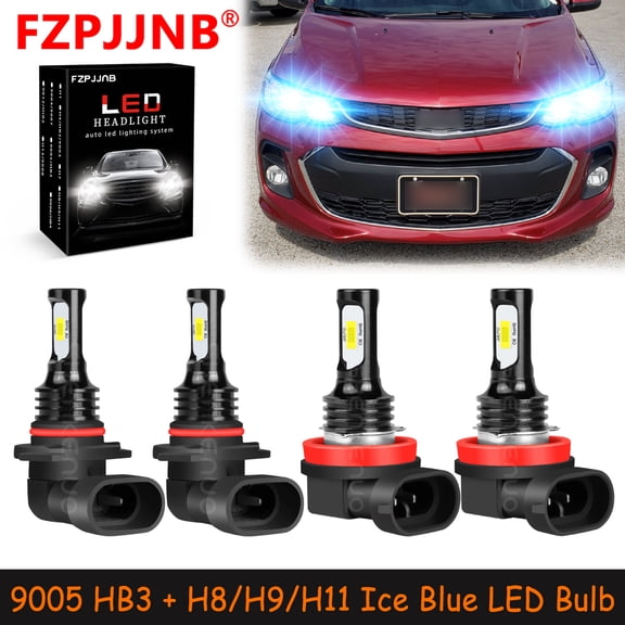 FZPJJNB 9005 H8/H9/H11 for Chevy Sonic 2012-2020 Ice Blue Led Headlights Bulb High/Low Beam,HKL,C03