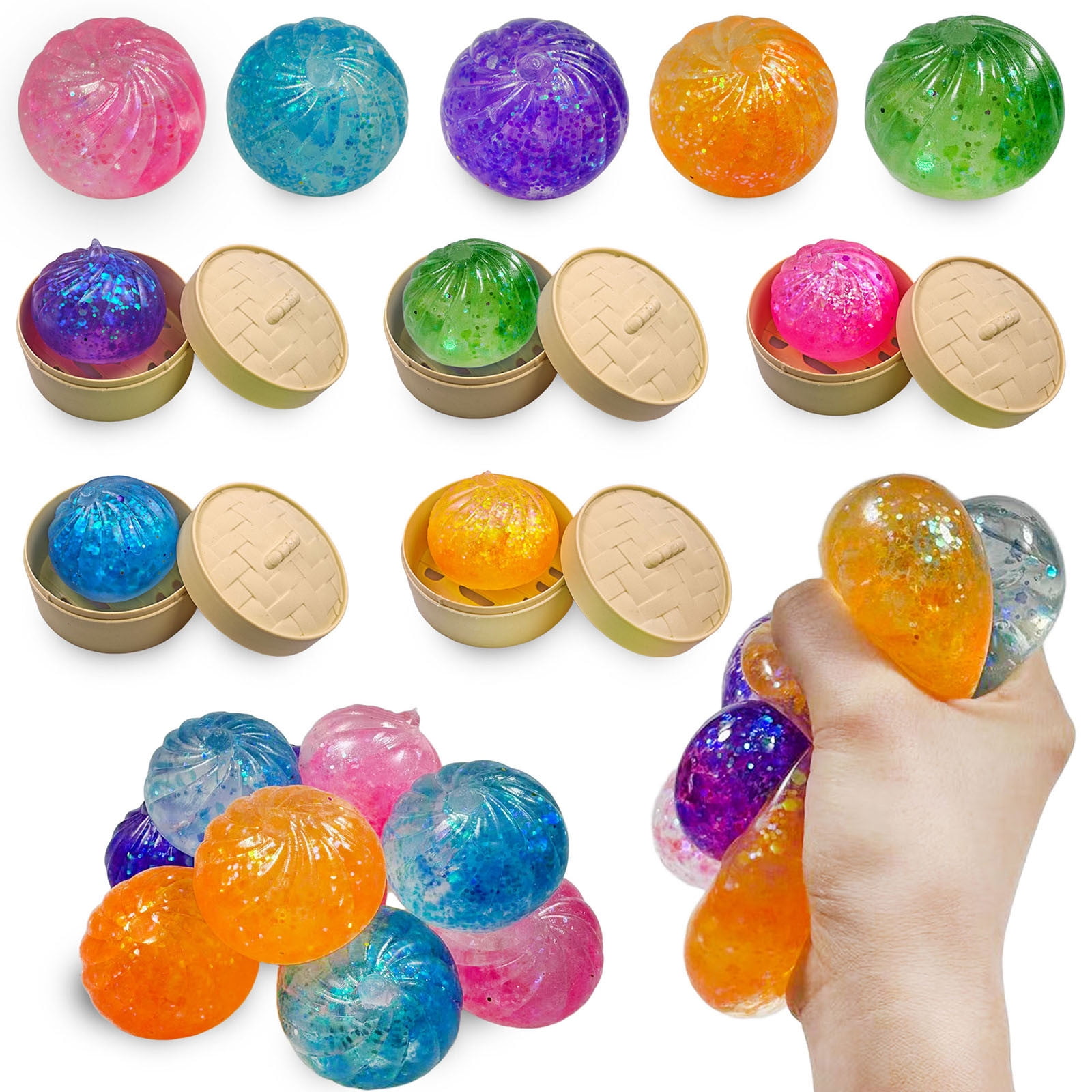 Sugar Dumpling Squish Toys, Stree Ball, Squeeze Squishies Toys for Kidults Teens Adults, Idea Gift(1PC-Random Color)