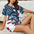 thumbnail image 4 of Wukai fisherman fishing with USA flag Women's Pajama Set - Short-Sleeve Top and Shorts with Elastic Waistband and Pockets for Loungewear, Yoga, and Casual Wear-3X-Large, 4 of 6