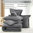 thumbnail image 3 of 7 Pieces Queen Comforter Set, Soft Bed in a Bag Queen Size, All Season Bedding Set with Comforter, Flat Sheet, Fitted Sheet, Pillowcases & Shams, Dark Grey, 3 of 13