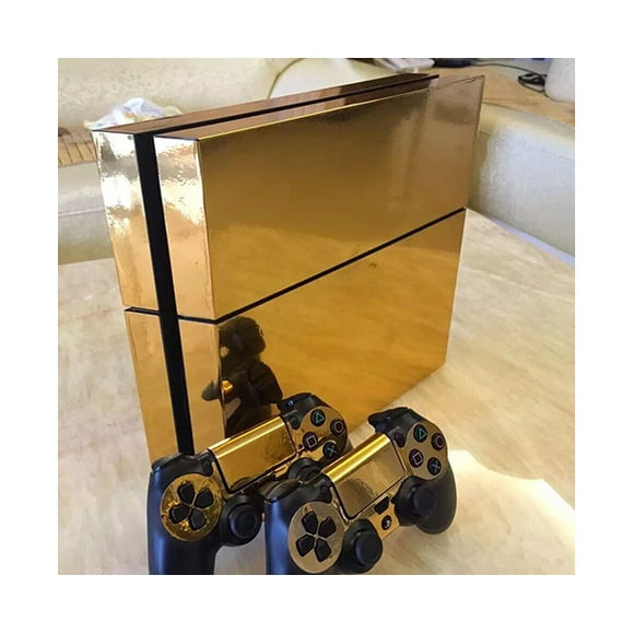 Golden Color Glossy Decal Skin Sticker for Playstation 4 PS4 Console + Controllers-
