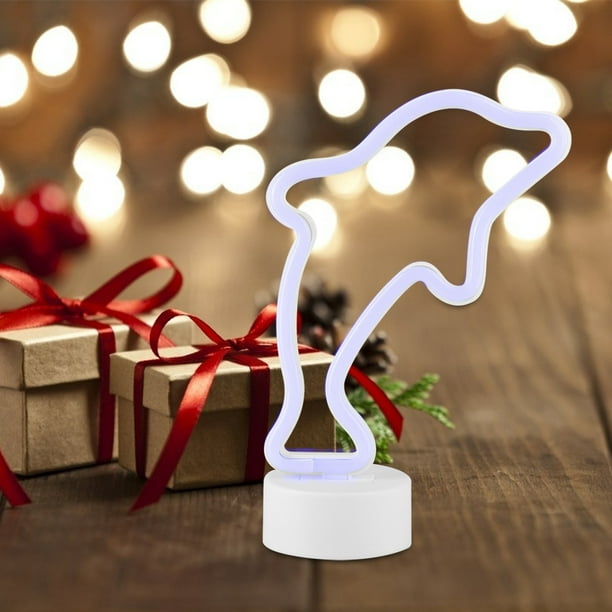 Luz nocturna, lámpara LED de neón con forma de delfín, luz nocturna, decoración de mesa, durabilidad extendida