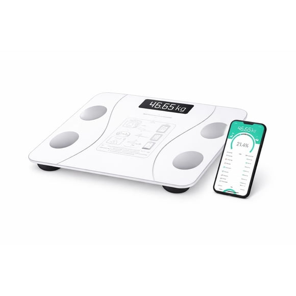 Báscula Digital Bluetooth Inteligente con Medición de Grasa Corporal y BMI