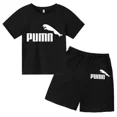 thumbnail image 3 of Conjunto de dos piezas de camiseta y pantalón corto de algodón con estampado informal de moda de verano para niños y niñas de 2 a 12 años, 3 of 5
