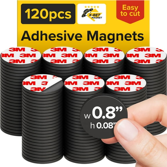 Hyper-Sticky Magnets with Adhesive Backing – 120pcs 0.8"x0.08" Strong Magnetic Dots for Whiteboard, Fridge – Easy-to-Cut Stickers for Planning and Organization – Teacher Must Have – Teacher Supplies