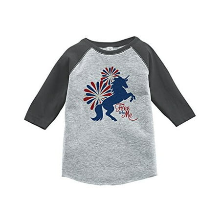 

7 ate 9 Apparel Girl s 4th of July Unicorn Grey Baseball Tee