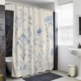 thumbnail image 4 of Blue Floral Shower Curtain - Water Repellent Fabric Shower Curtains Washable, Vintage Wildflowers Pastoral Botanical Retro Beige Decorative Polyester Cloth Bathroom Curtains Modern Bath Decor 36"x72", 4 of 8