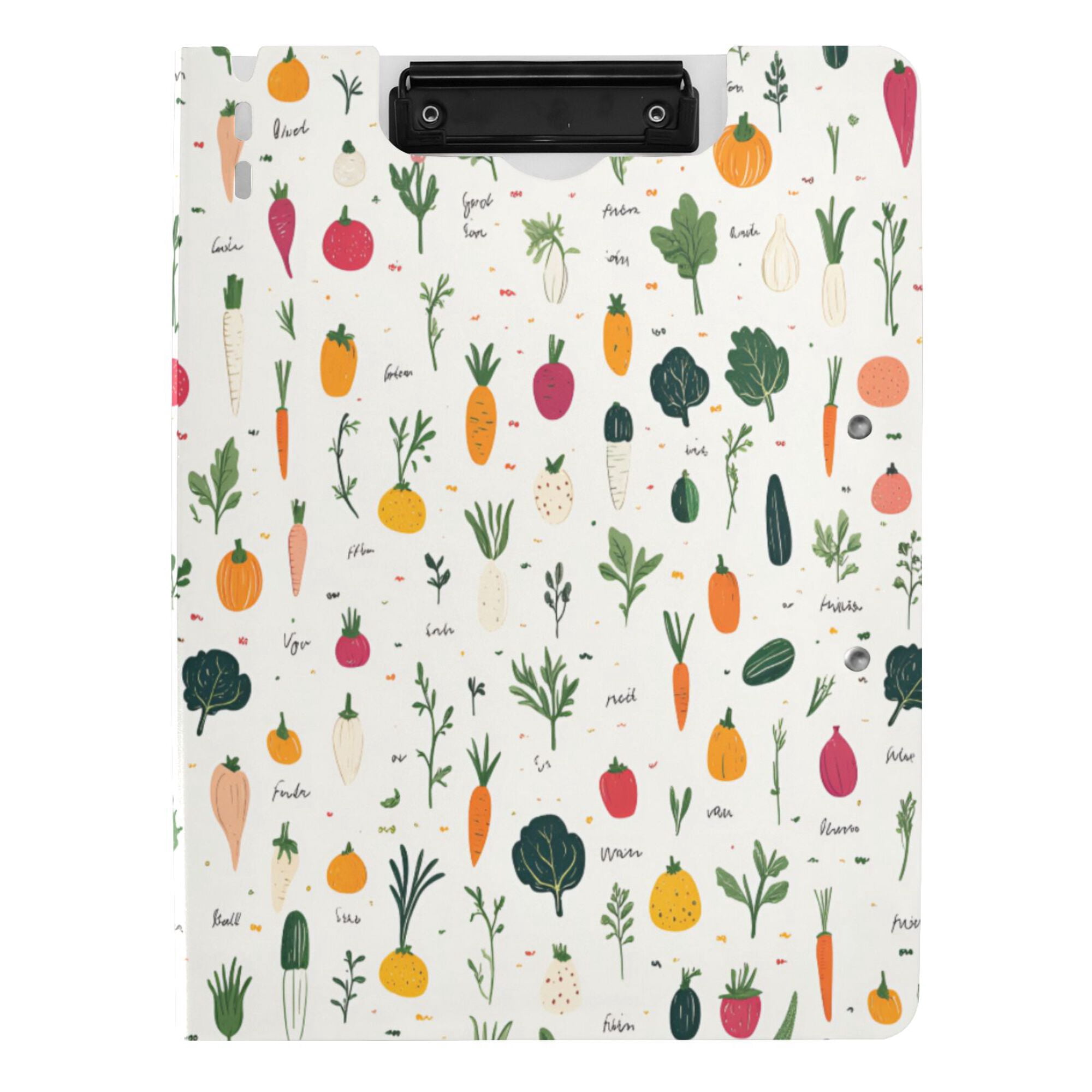 FORMRS A4 Clipboard Folder with Pen Holder Horizontal Foldable School Office Binder, Beige Vegetables Pattern