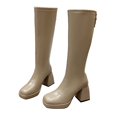thumbnail image 3 of YLYL Knee High Boots Women Platform Block Heel Stretchy Square Toe Tall Patent Leather Long Boots, 3 of 6