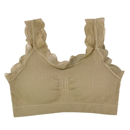 

ZMHEGW Underwear Women Sports Bras Vest Lace Striped Fitness Top Yoga Crop Vest Top Push Up Running Bra Workout Strap Tube Top