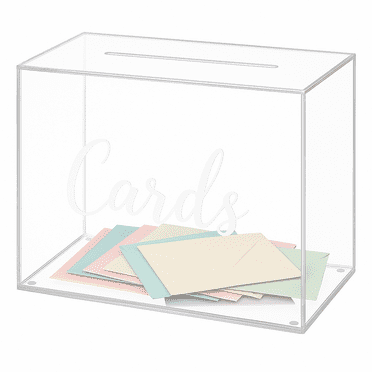 OnDisplay Clear Acrylic Wedding Card Box with Sliding Panel – Transparent Gift Holder for Cards – 10"x10"x6" (Clear)