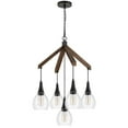 thumbnail image 2 of Cal Lighting 60W X 5 Watkins Rubber Wood Chandelier With Hanging Glass Shades, 2 of 3