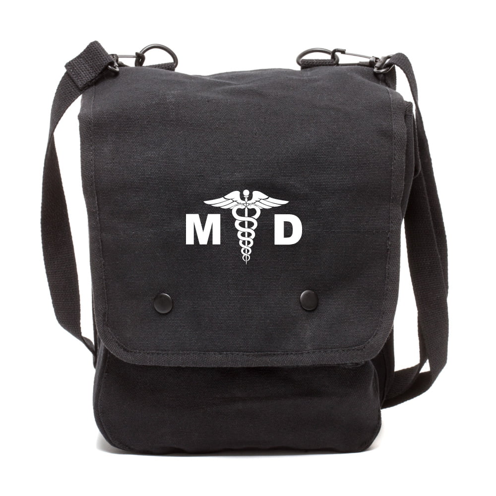MD Medical Doctor Army Heavyweight Canvas Medic Shoulder Bag 