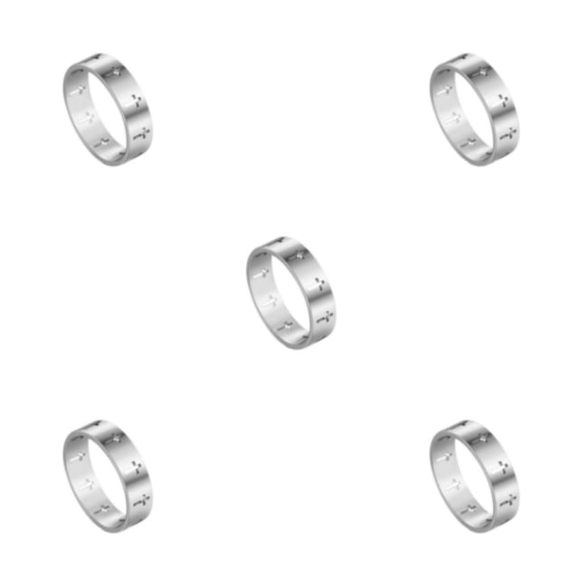 letairis Bague Croix Creuse en Acier Inoxydable Classique Couple Argent 17mm 5ensemble