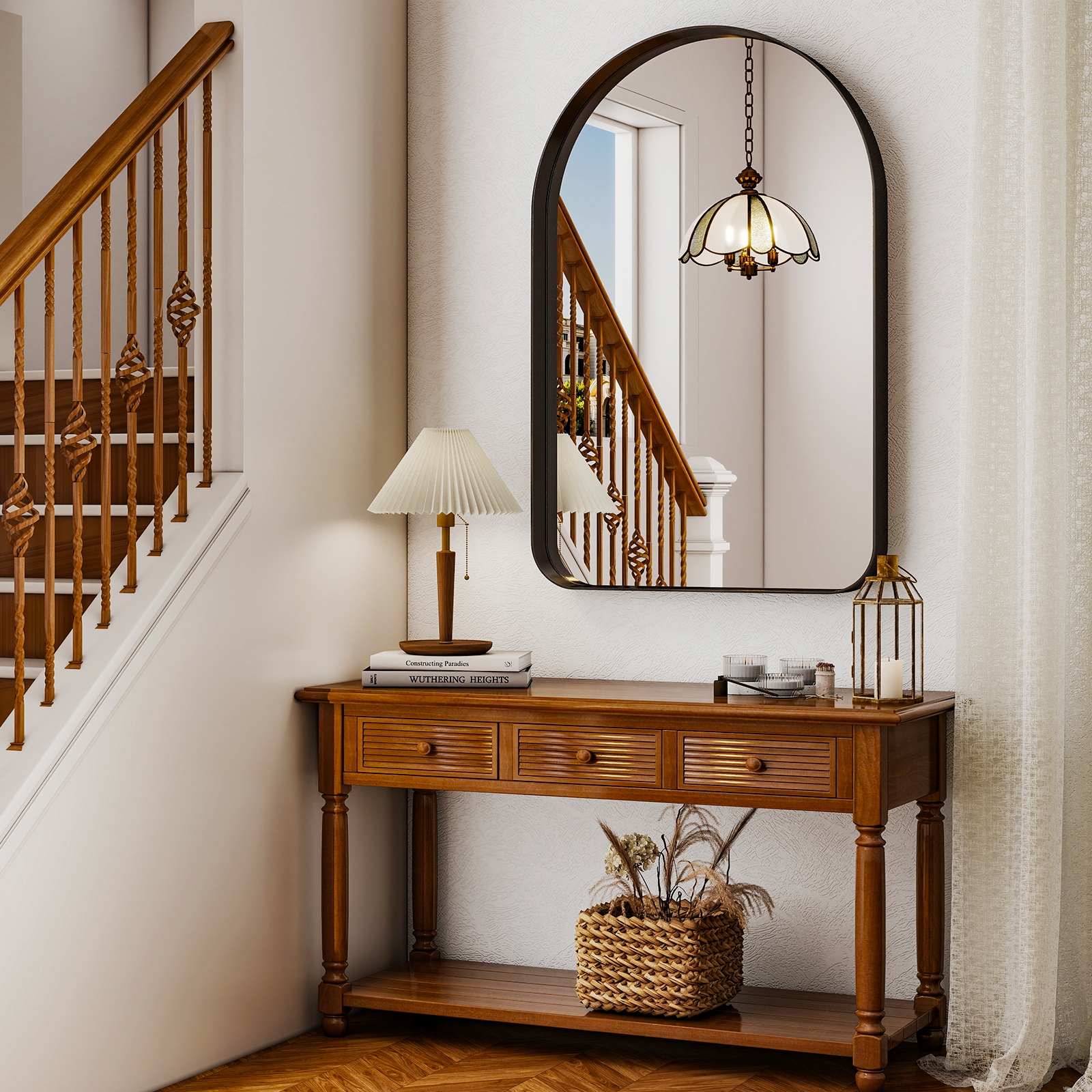 Mirrasia 24"x36" Arched Bathroom Mirror Rounded Corner Wall Mirror with Metal Deep Frame, Black