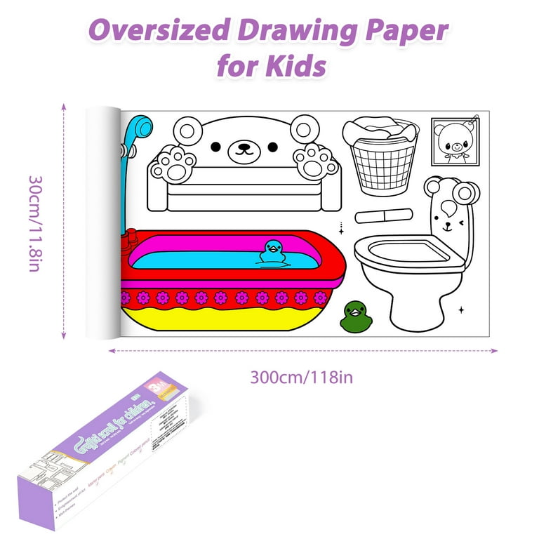 sixwipe Coloring Paper Roll for Kids, 118 x 11.8 Inch Large Coloring Roll, Drawing  Roll Paper for Kids, Children's Drawing Roll, Sticky DIY Painting Paper  Rolls for Toddlers(Purple) 