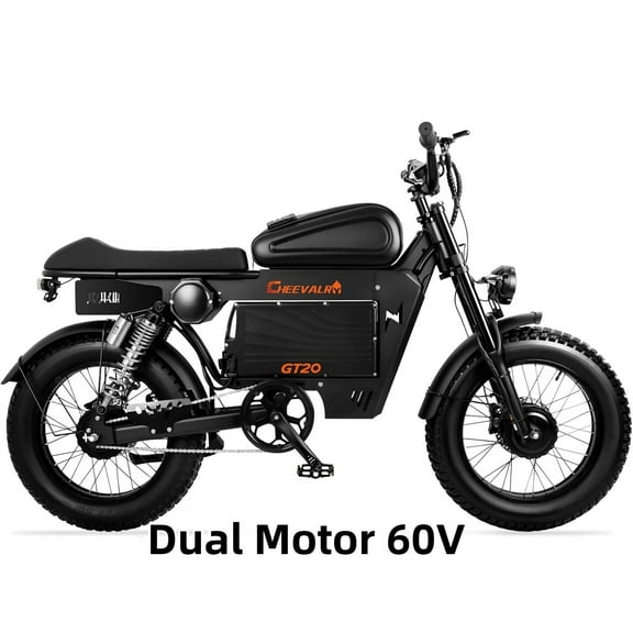2000W×2 Dual Motor Cheevalry Electric Dirt Bike,24×4.5 fat tires E Bike,60V 43Ah Removable Battery Electric Bike,110 Miles Range Electric Dirt Bike for Adults