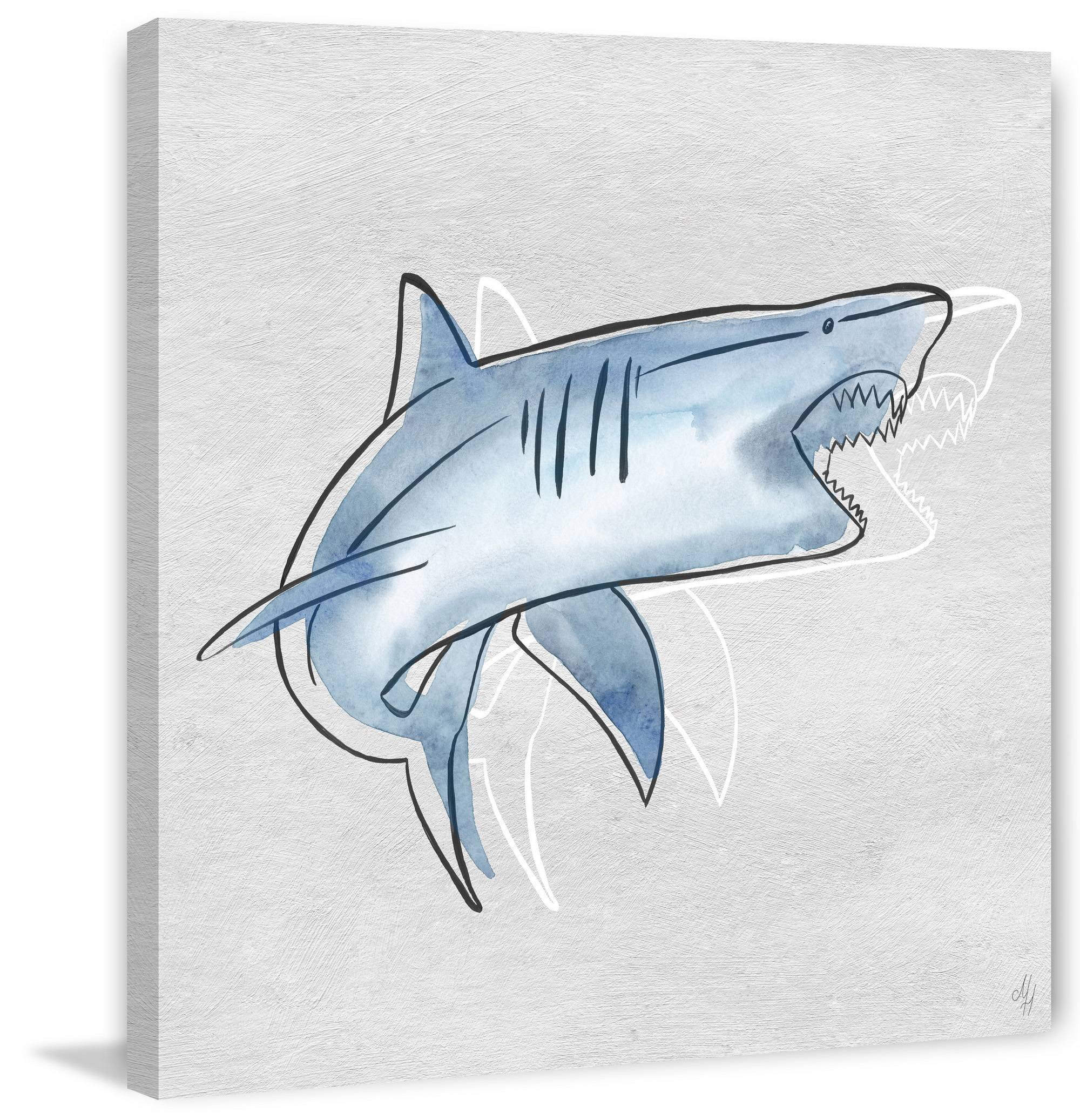 Marmont Hill Big Biting Shark Canvas Wall Art