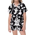 thumbnail image 4 of JIAYUE Kids Girls Halloween Pajamas Set Breathable Cute Print Notch Collar Short Sleeve With Shorts Sleepwear Casual Two Piece Outfits For Summer Lightweight Comfortable Nightwear,8-9 Years, 4 of 4
