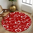 thumbnail image 3 of Valentine's Day Washable Round Area Rug 6 ft, Red White Love Heart, Soft Non Slip Rugs Stain Repellent Indoor Felt Carpet for Living Dining Room Bedroom Home Office, 3 of 9