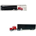 thumbnail image 1 of Peterbilt with Sleeper Cab Red with Black Livestock Trailer 1/87 (HO) Plastic Model Car by Promotex, 1 of 3