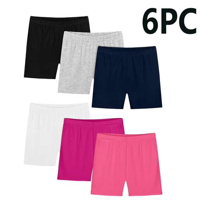 Cowsor Boy's Girls' Solid Bike Shorts 6PC