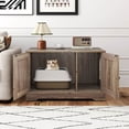 thumbnail image 2 of Costway Cat Litter Box Enclosure Furniture with Double Doors Divider Side Entry for Cats Gray, 2 of 10