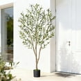 thumbnail image 3 of Lyacmy 5ft Artificial Olive Tree with Realistic Leaves and Natural Trunk, Faux Potted Plants with Black Plastic Pot for Home Office Decor, 3 of 9