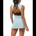 thumbnail image 3 of Vestido de Tenis para Mujer con Pantalones Cortos Incorporados, Mono Deportivo para Entrenamiento, Espalda Abierta, Falda Pantalón, Azul Hielo, XL, 3 of 7