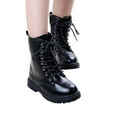 thumbnail image 4 of YAYUBA Black Little and Big Girls Combat Boot Girls Boys Side Zipper Combat Ankle Boots for Little Big Kid for 4-4.5 Years, 4 of 9
