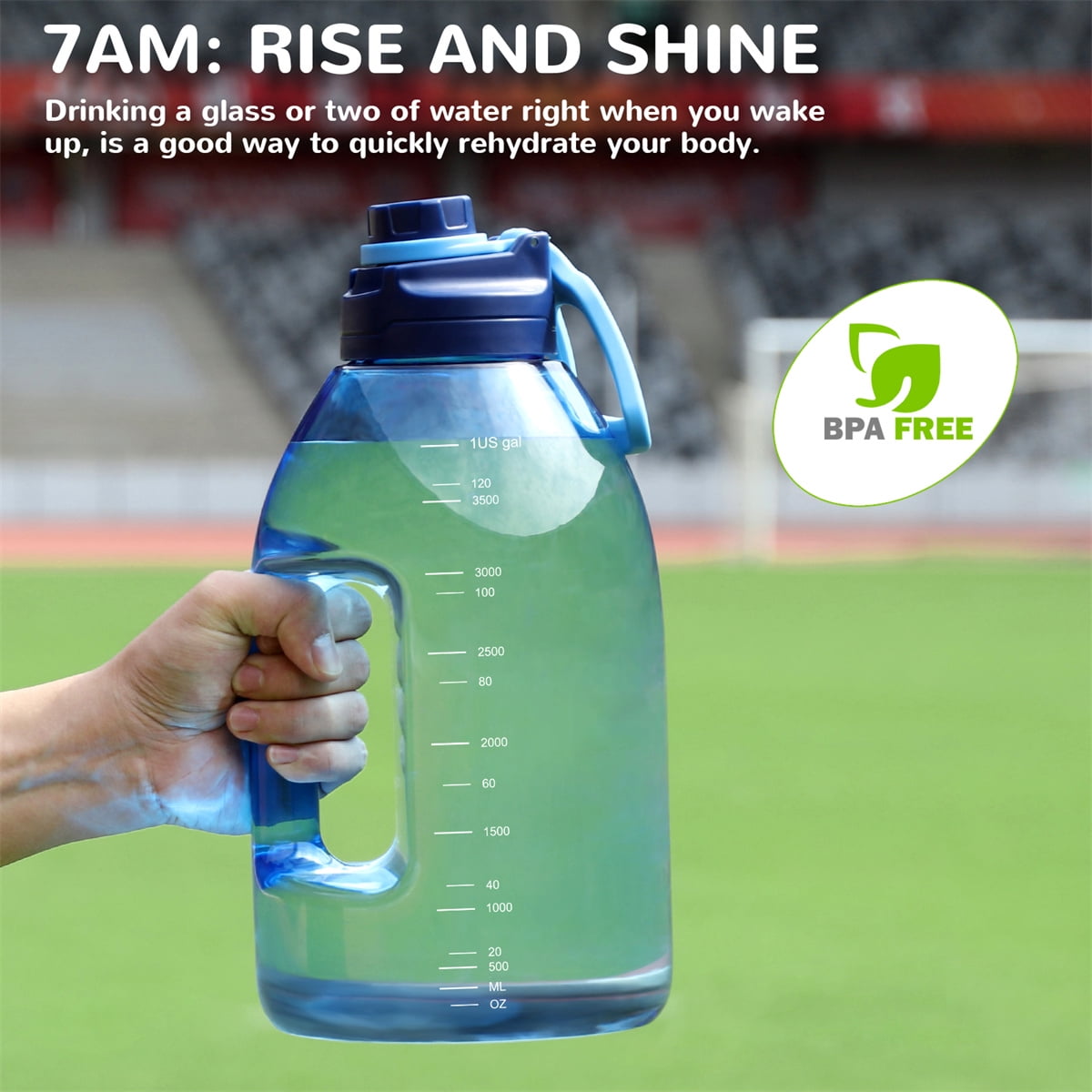 Kepooman Reusable Large-Capacity Water Bottle, Fitness Sports Water Bottle with Leak Proof Flip Top Lid for Gym Yoga Fitness Camping with Time Marker-D Kepooman Reusable Large-Capacity Water Bottle, Fitness Sports Water Bottle with Leak Proof Flip Top Lid for Gym Yoga Fitness Camping with Time Marker-D