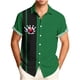 thumbnail image 4 of Ceisia Men's Summer St. Patrick's Day Casual Loose Fit Short Sleeve Turndown Collar Shirt Green Black Stripe Bowling Strike Print 4-Way Stretch Fabric White XL Gifts, 4 of 6
