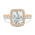 thumbnail image 2 of ESTE ORIGIN 4Ct Radiant Moissanite Halo Engagement Ring with Pavé Band in 18K Rose Gold for Women, 2 of 8