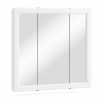 Design House 30" Wood Wall Mount Tri-View Medicine Cabinet, White