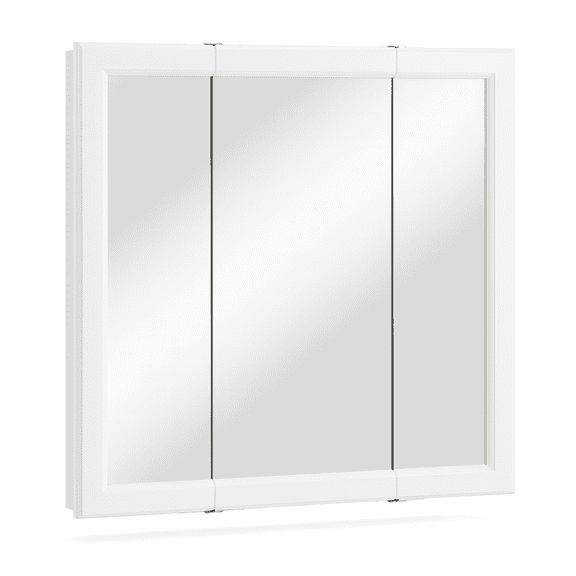 Design House 30" Wood Wall Mount Tri-View Medicine Cabinet, White