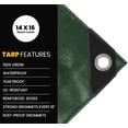 thumbnail image 4 of PROTARP Cubierta de lona extra resistente de 16 mil, impermeable, resistente a los rayos UV, lona de polietileno a prueba de desgarros y desgarros con bordes reforzados para techo, camping, patio, pis, 4 of 5