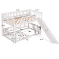 thumbnail image 3 of Harper & Bright Designs Twin Over Twin Low Bunk Bed with Slide Fence and Ladder, Multifunctional Wooden Floor Bunk Bed Frame with Small Door for Boys Girls, No Box Spring Needed, White, 3 of 11
