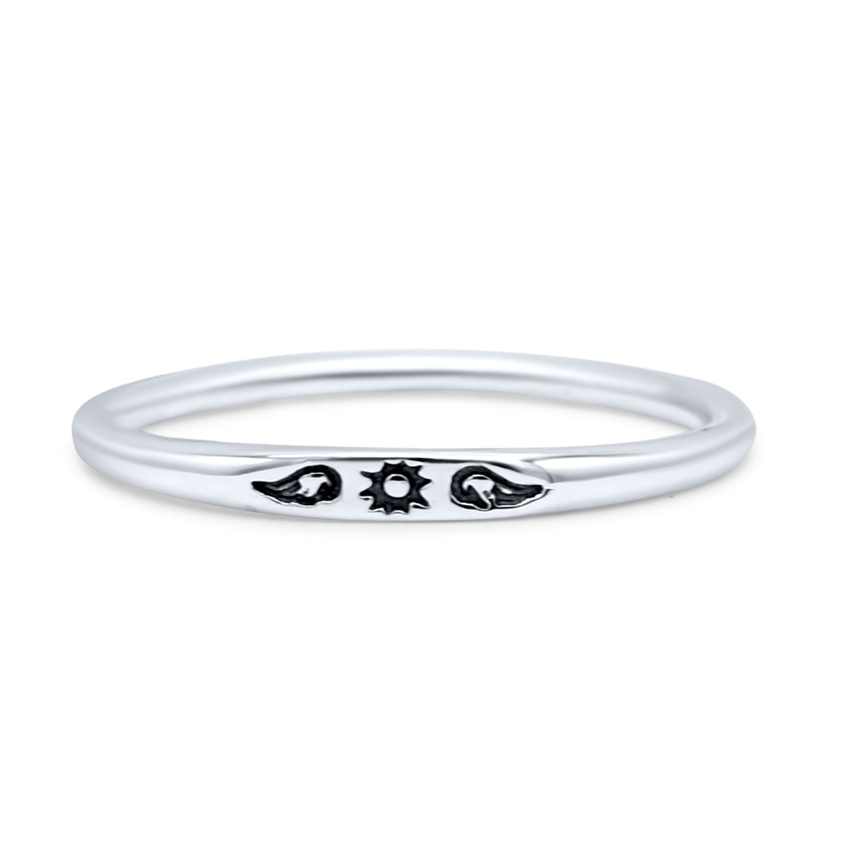 Tiny Dainty Small Sun Engraved Infinity And Wings Ring Band 925 Sterling  Silver Size 6