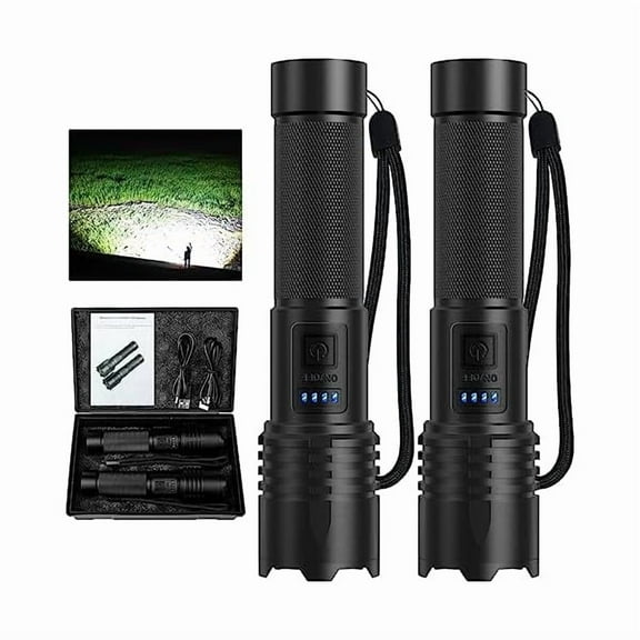 ZCLED Flashlights High Lumens Rechargeable, 90000 Lumens Super Bright Flash Light Brightest Flashlight, 3 Modes IPX7 Waterproof, High Powered Tactical Flashlights for Camping Emergencies (2 Pack)