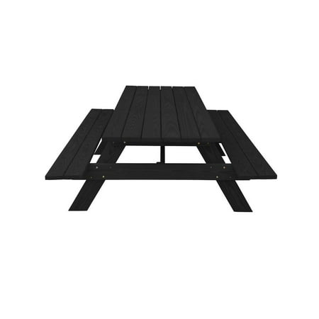 HomeRoots Charcoal Solid Wood Outdoor Picnic Table