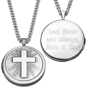 Personalized Planet Engraved Cross Locket Pendant